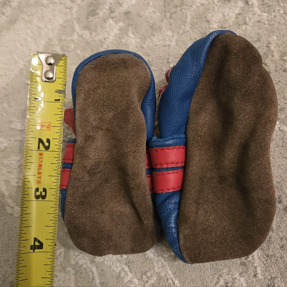 Vintage Red Blue Striped Pre-walker Baby Soft Shoes